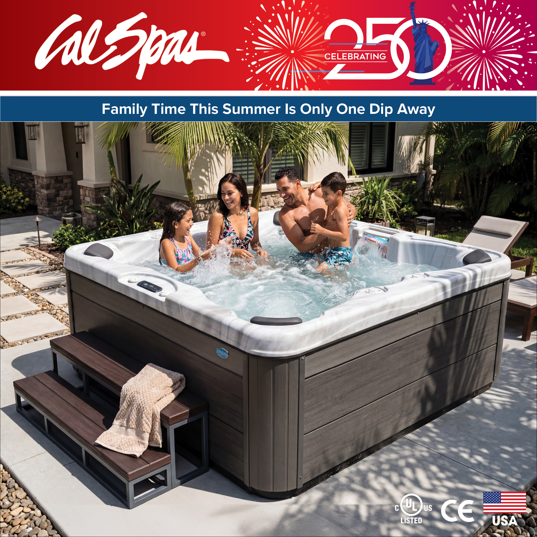 Calspas hot tub being used in a family setting - Weymouth Town